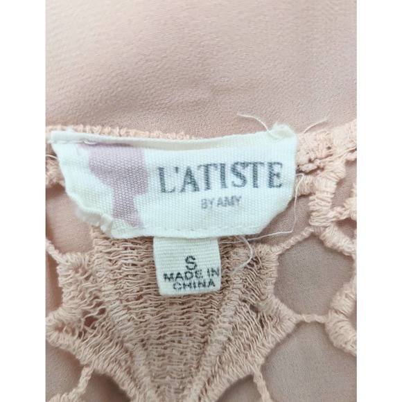 L'ATISTE On Vacation Pink / Peach Lace Crochet Cut Out Maxi Dress Size Small - Picture 13 of 14